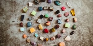 assorted color stone on gray concrete floor