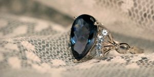 silver and blue gemstone ring